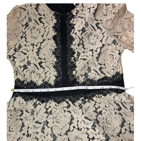Tan & Black Lace Lined Midi Dress - Size 4 - Picture 11 of 11